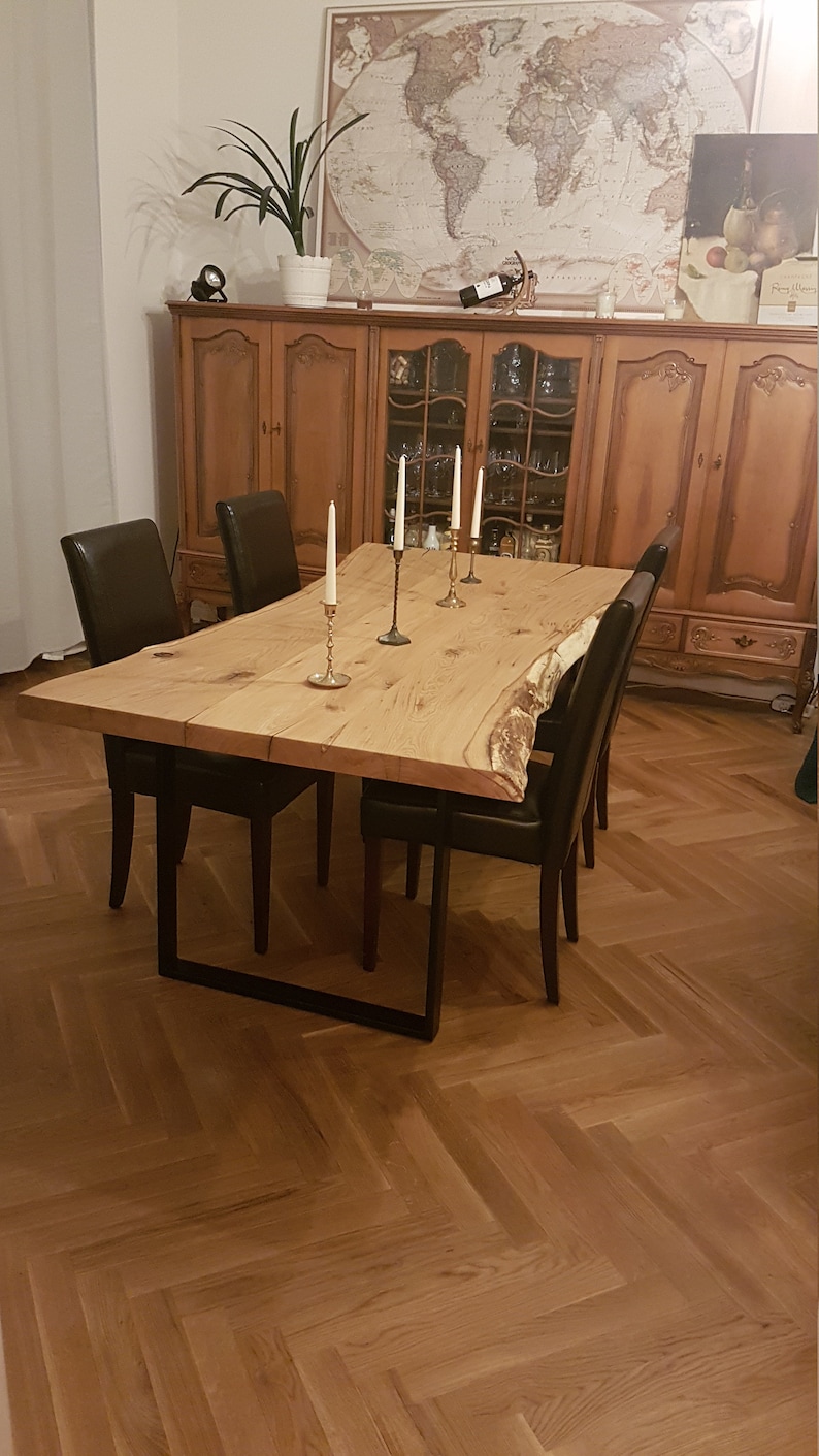 Dining table oak wooden table solid wood tree edge tree table oiled table solid wood table image 9