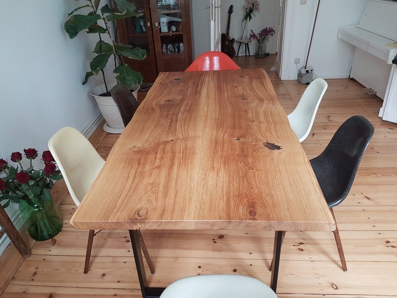 Dining table oak wooden table solid wood tree edge tree table oiled table solid wood table image 8