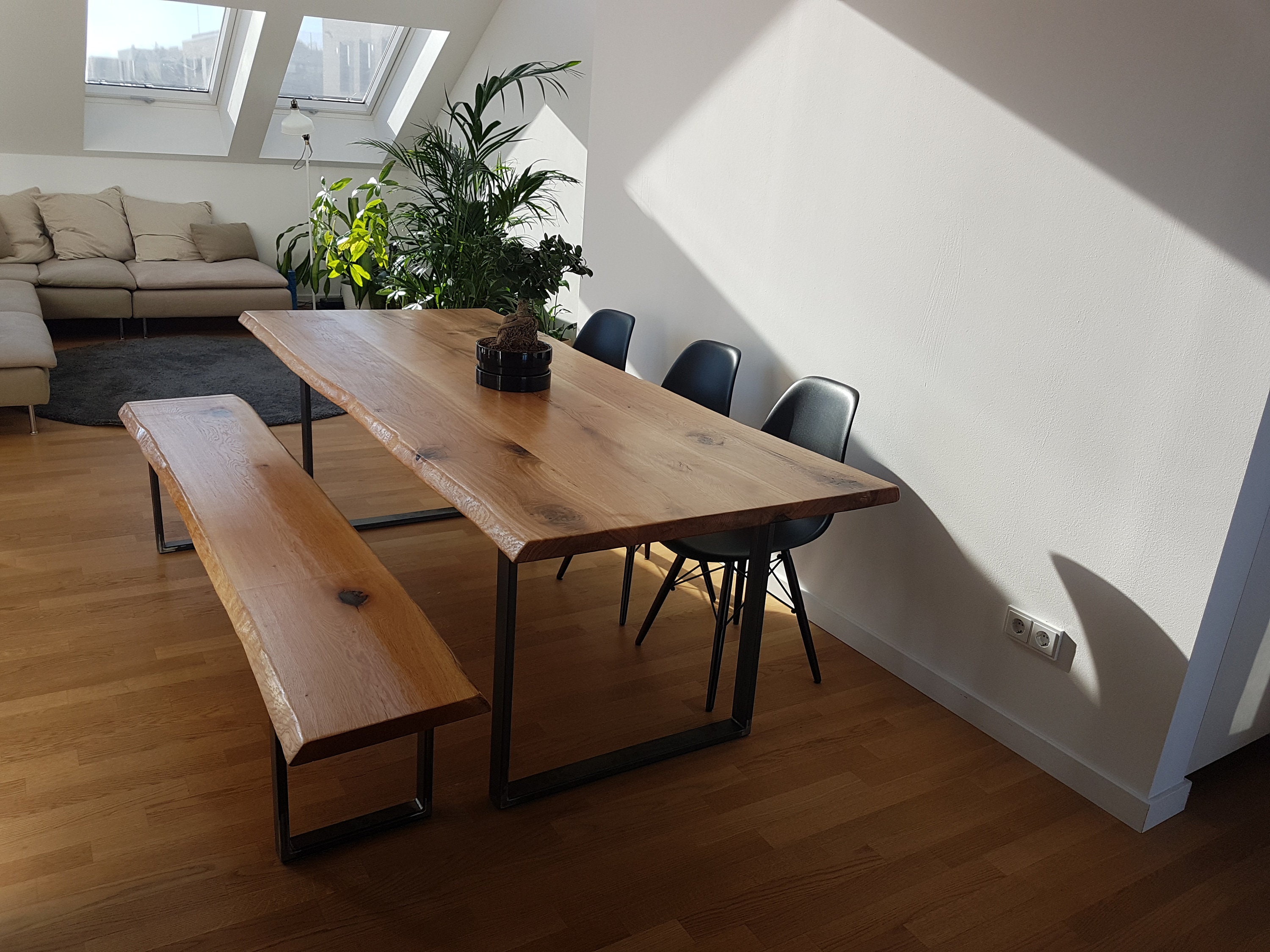 Coffee Table Living Room Table Design Table Top Oak Feet Black 110x60 cm 