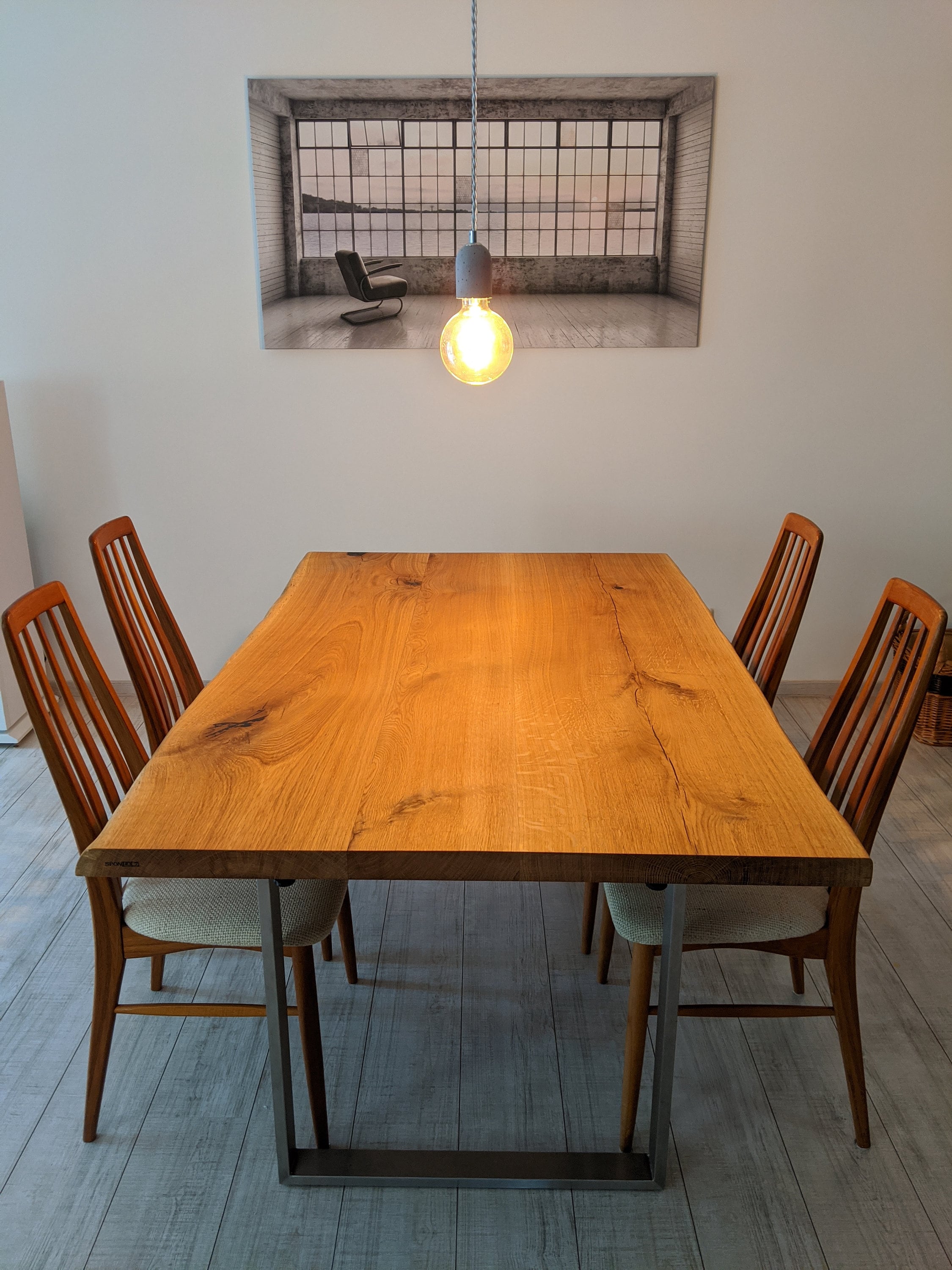 Dining Table Oak Wooden Table Solid Wood Tree Edge Table Rustic - Etsy