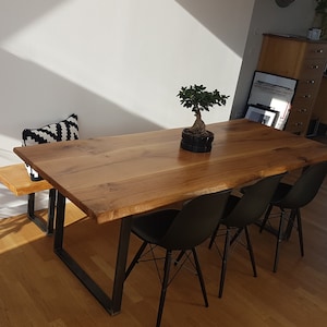 Dining table oak wooden table solid wood tree edge tree table oiled table solid wood table image 6