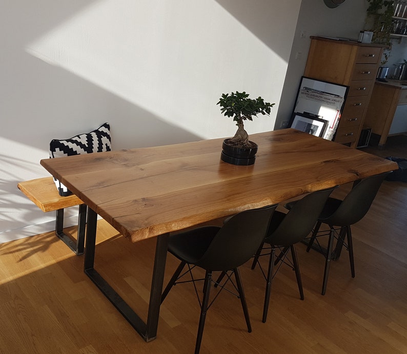 Dining table oak wooden table solid wood tree edge tree table oiled table solid wood table image 6