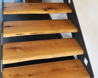 Marche d'escalier marche en bois marche 40 mm bois chêne marche chêne sauvage escalier en bois bois massif bois huilé poncé bordure d'arbre sur mesure