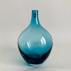 Vintage Ikea vase, Johanna Jelinek, Salong series, Modernist, Blue glass, Pacific ocean blue, Turquoise Handblown Glass Bud Vase
