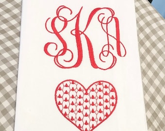 Herrend Inspired Heart Monogramed Tea Towel