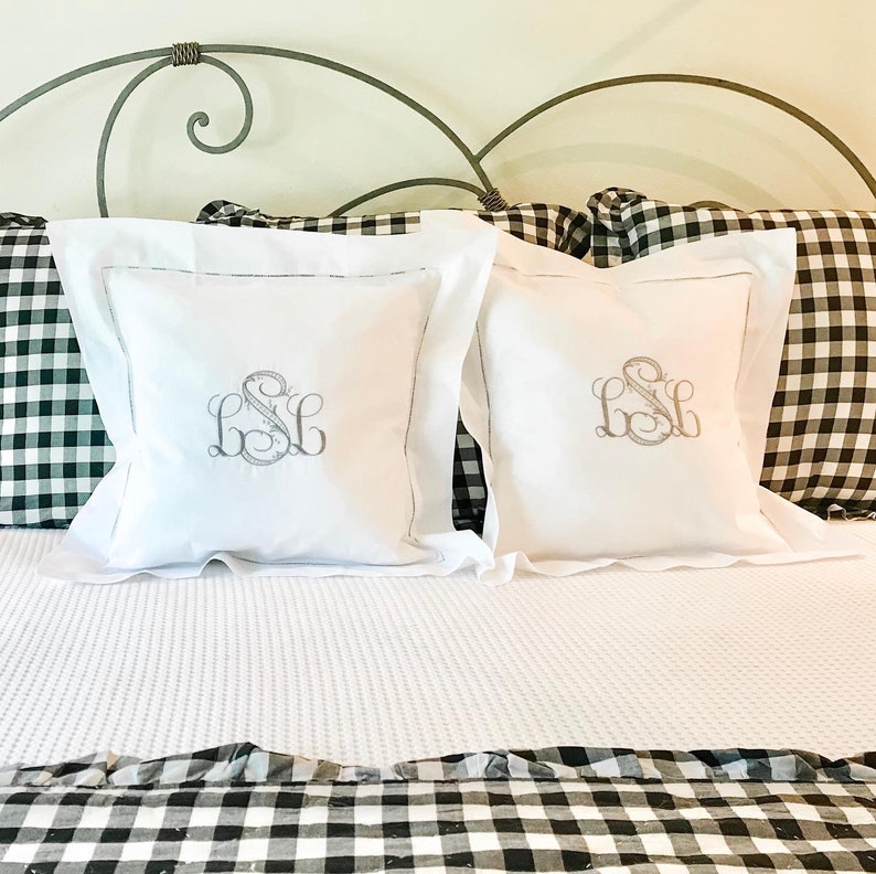 White Linen 20 Monogrammed Euro Sham Etsy