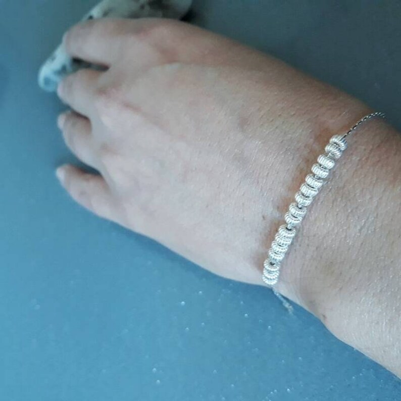16 silver beads beaded bracelet beads ellegant thin bracelet,women bracelets charms bracelet Silver beads bracelet sterling silver