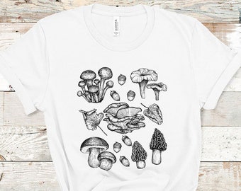 Mushroom tshirt, Magic Mushroom t-shirt,  Aesthetic Mushroom shirt, Cottagecore shirt, Botanical tshirt, Fungus t-shirt, Vegan t-shirt