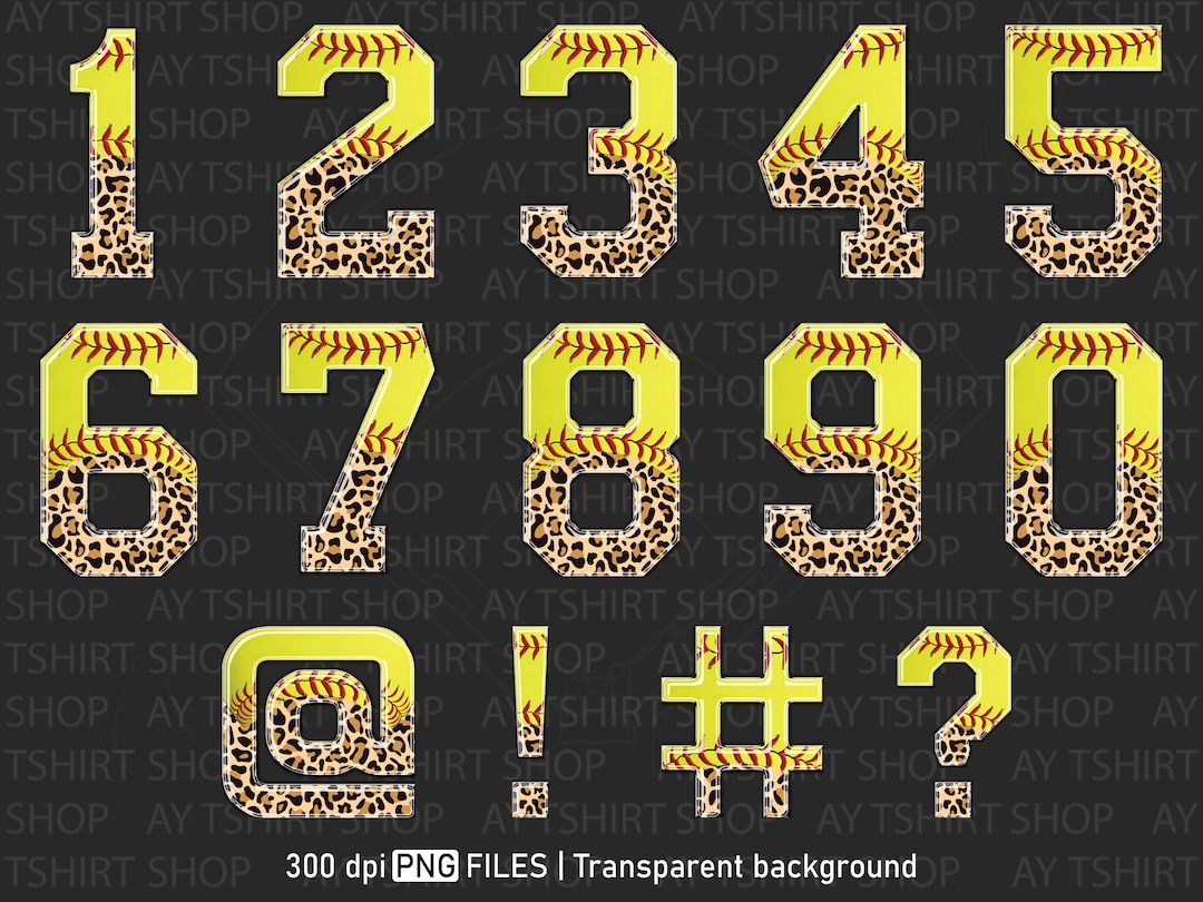 Softball Numbers, Softball Numbers PNG, Softball Sports Doodle Numbers