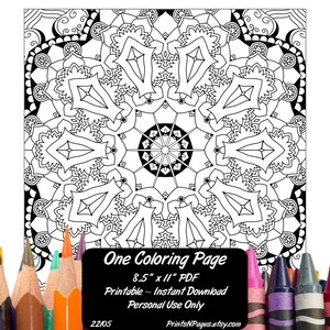 Adult Coloring Page ~ Geometric Design 22105 Wall Art ~ Printable Coloring Pages ~ Adult Relaxation ~ Art Therapy ~ Digital Instant Download