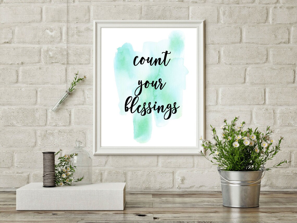 Printable Wall Art Count Your Blessings Digital Art Print Inspirational ...