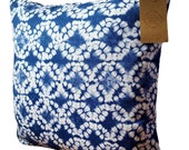 Indigo Batik fabric cushion cover in blue and white. Clarke and Clarke fabric. 16 quot
