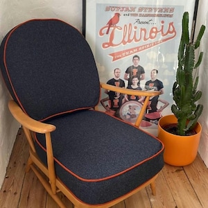 Ercol 203 chair and footstool cushion covers made to order. Custom covers - choose your own fabric from 100s. With or without piping