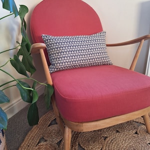 ERCOL 203 easy chair cushions and covers in an raspberry red cotton piped or unpiped with foam