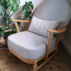 ERCOL 203 easy chair cushions and covers in a pale grey cotton piped or unpiped with foam