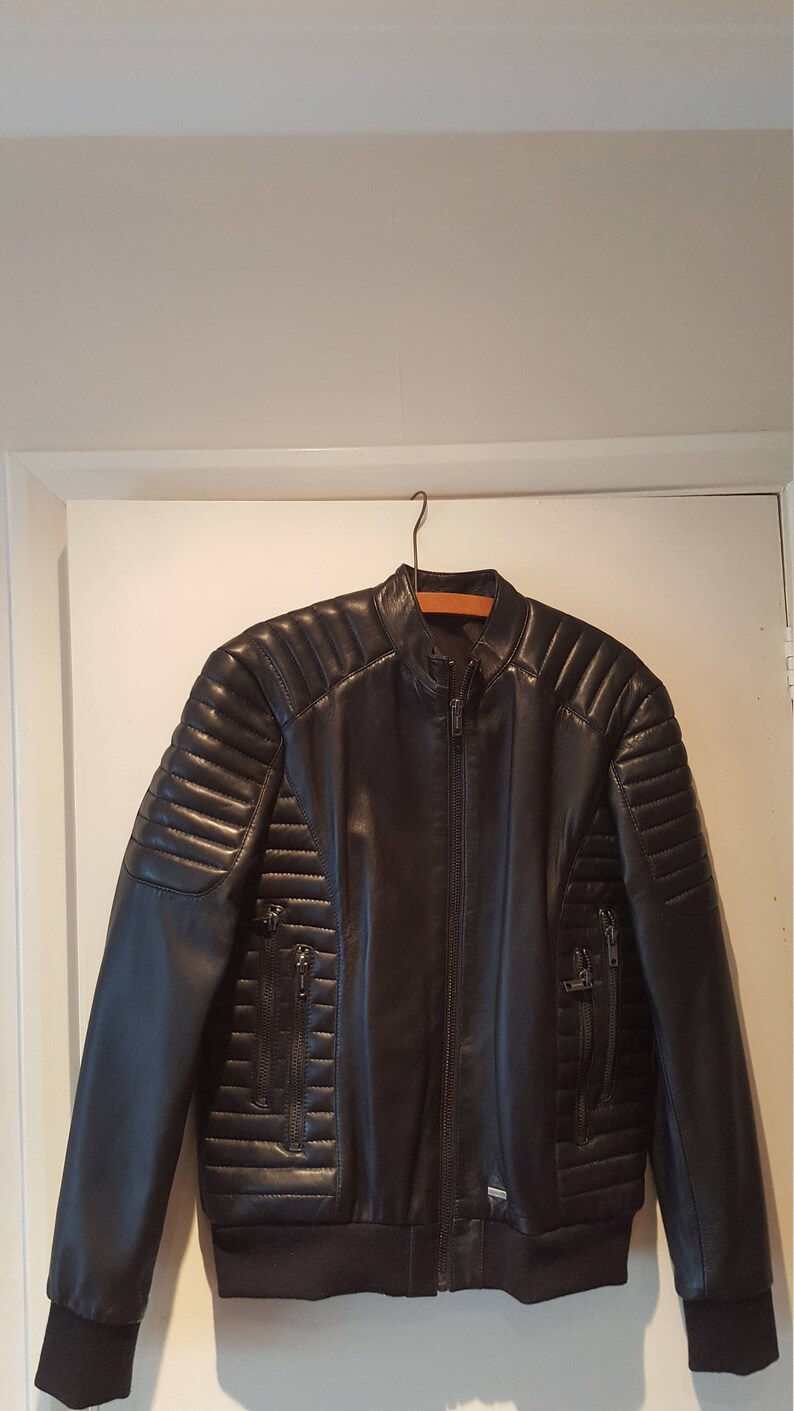 Brand New Men S Black Leather Biker Jacket Genuine Mens