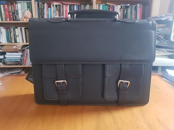 mens black leather briefcases