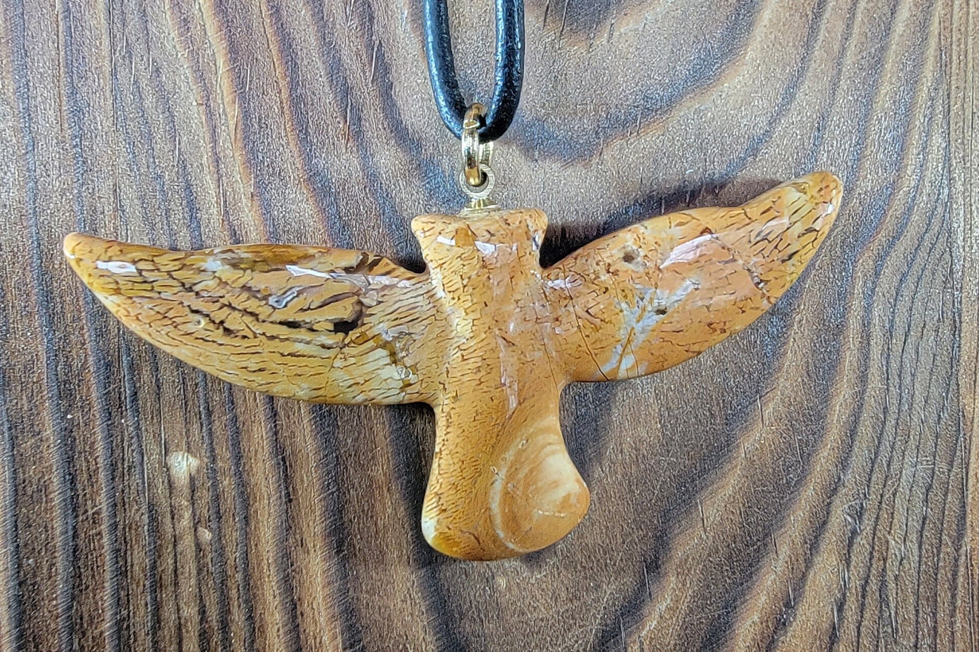 Rattlesnake Jasper Owl Pendant Necklace by Mother Earth Agates