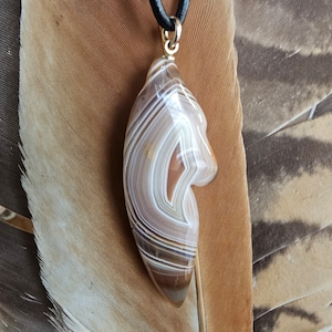 Lake Superior Agate Wolf Pendant Necklace by Mother Earth Agates