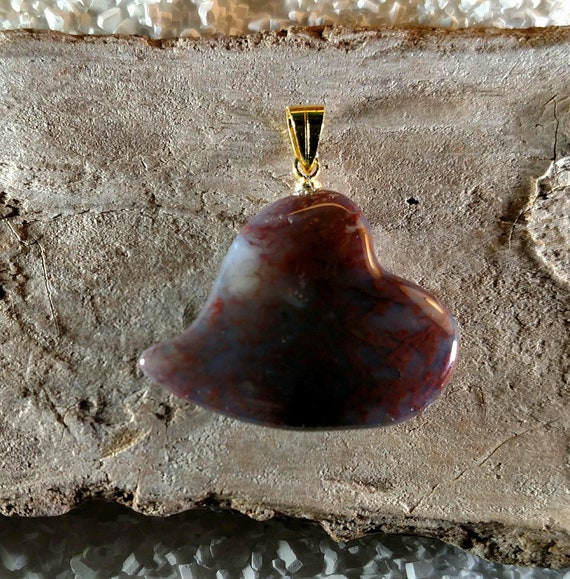 Moss Agate Heart Pendant