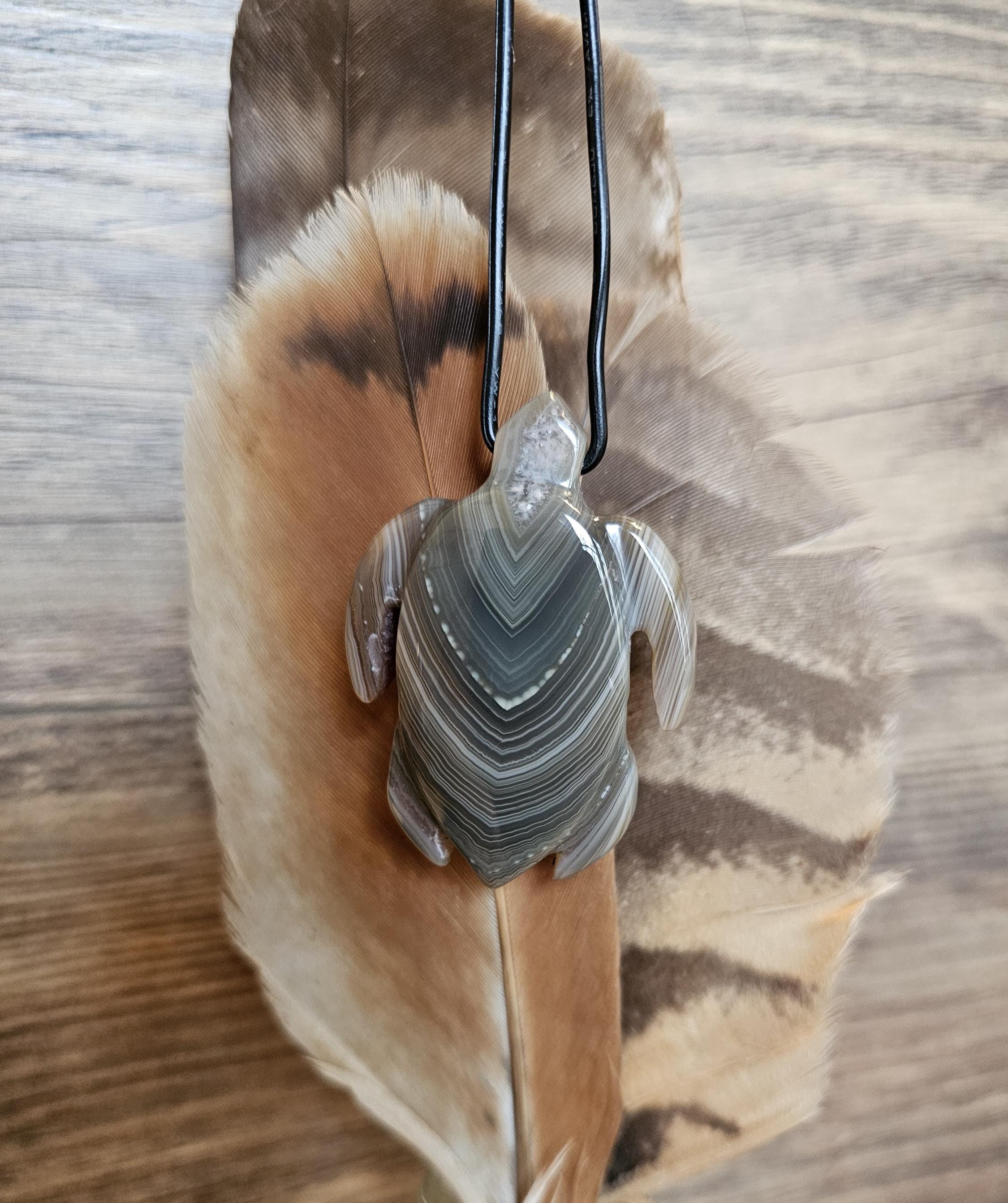 Lake Superior Agate Turtle Pendant Necklace by Mother Earth Agates
