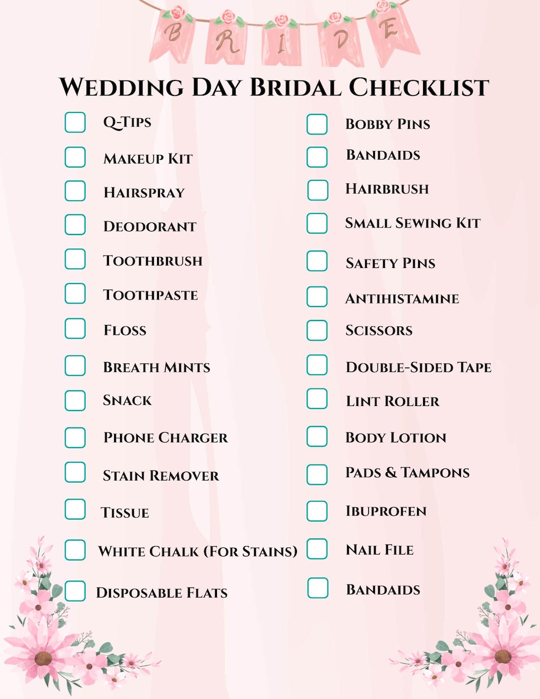 Wedding Day Checklist for the Bride - Essentials You'll Need for Your ...