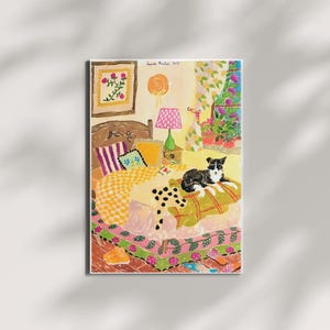 Stampa artistica - Camera da letto con Border Collie - Formato A5, A4