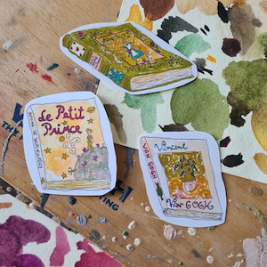 Lot 3/4 Stickers Vinyle Mat Imperméable - Choix Thème (Fleurs, Chien, Chat, Livres...)