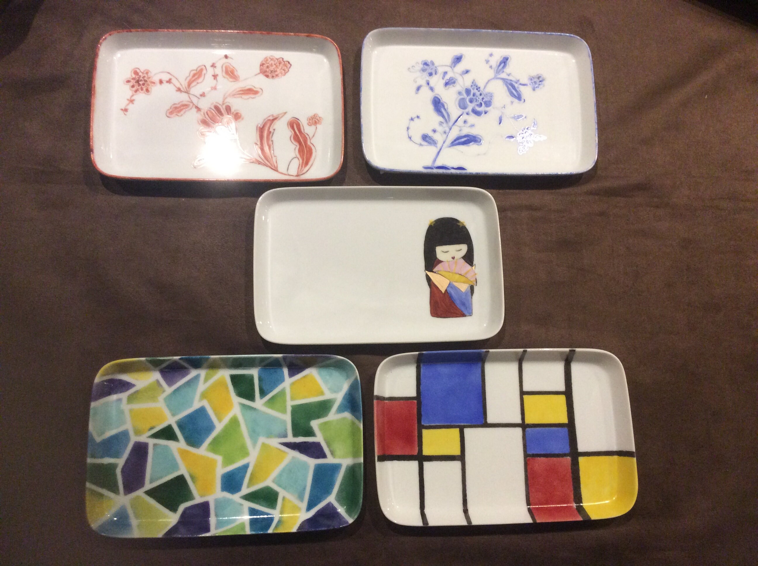 Petit Plat en Porcelaine Motif Asiatique Bleu