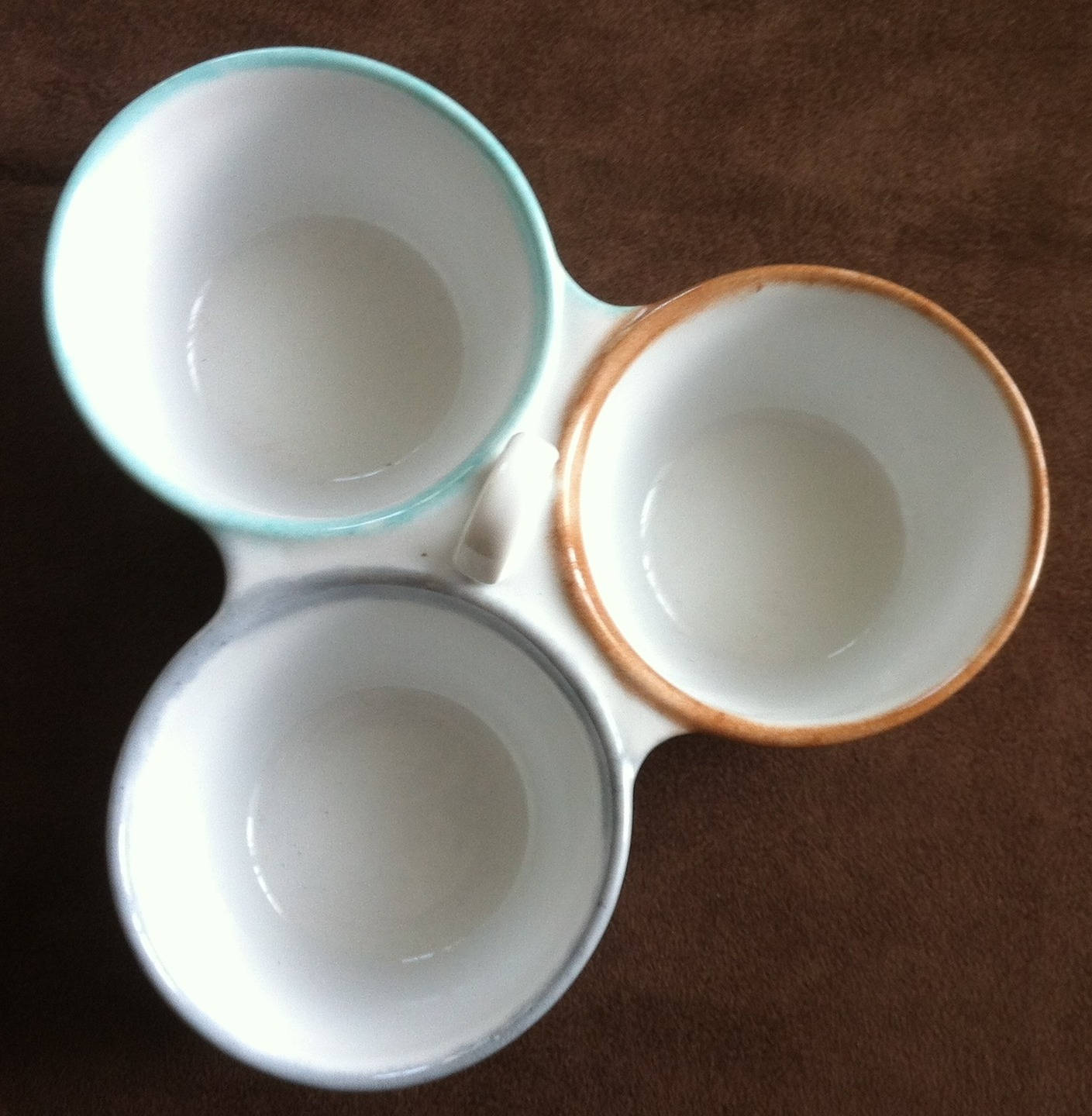 Trio de Coupelles en Porcelaine Turquoise Taupe et Gris