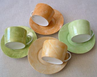 Service de 4 tasses à thé en porcelaine