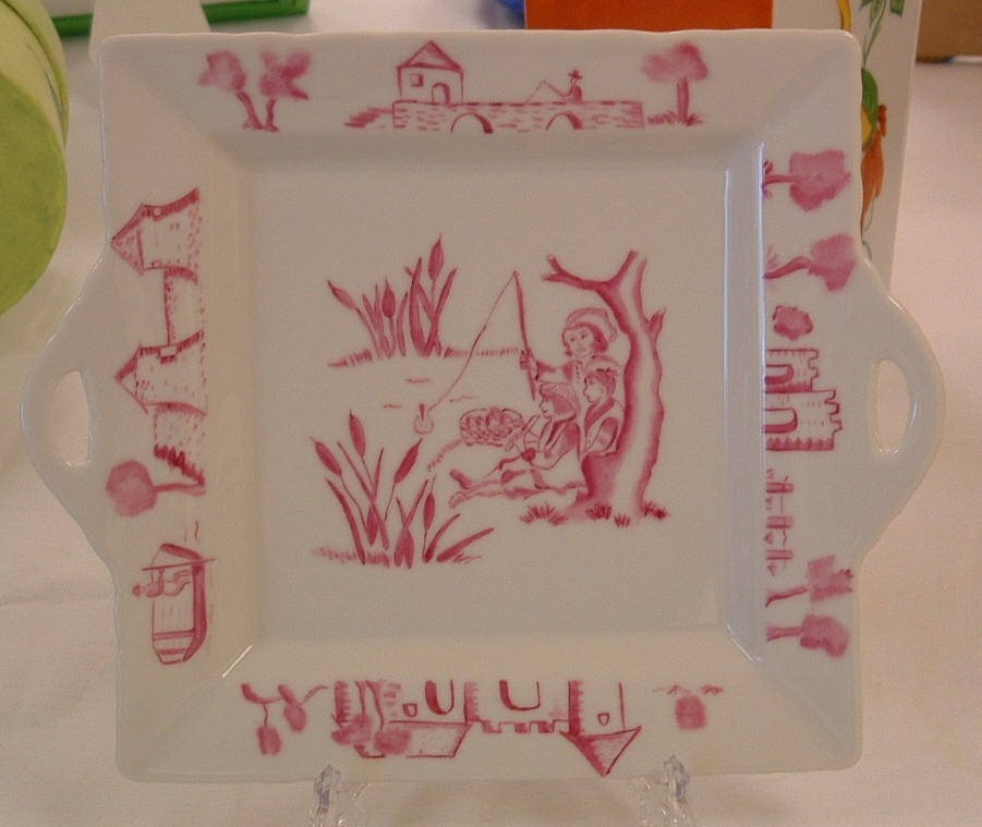 Vide Poche ou Petit Plat à Gâteau Motif Toile de Jouy