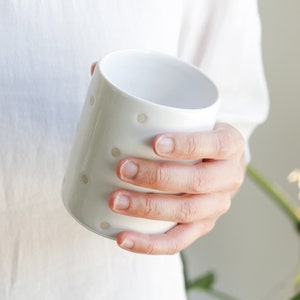 Confetti Ceramic Cup Tumbler/Water Glass/Mug Polka Dot White Glaze Handmade Modern Pottery/Clay Cute Drinkware Short Cylinder Vase image 3