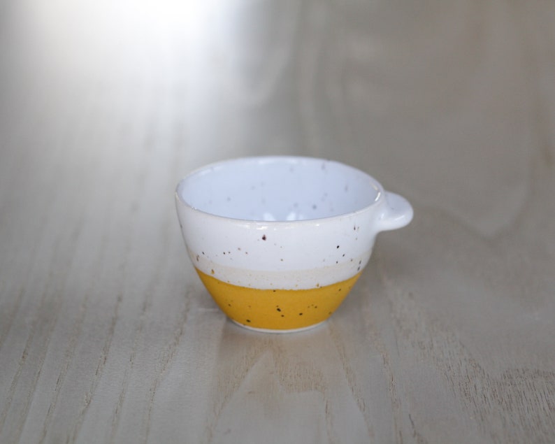 Ceramic Espresso / Sake Cup Mini Speckled Mug Tiny Coffee / Tea Cup Modern Handmade Pottery Cafe Barista Shot Glass Deep yellow