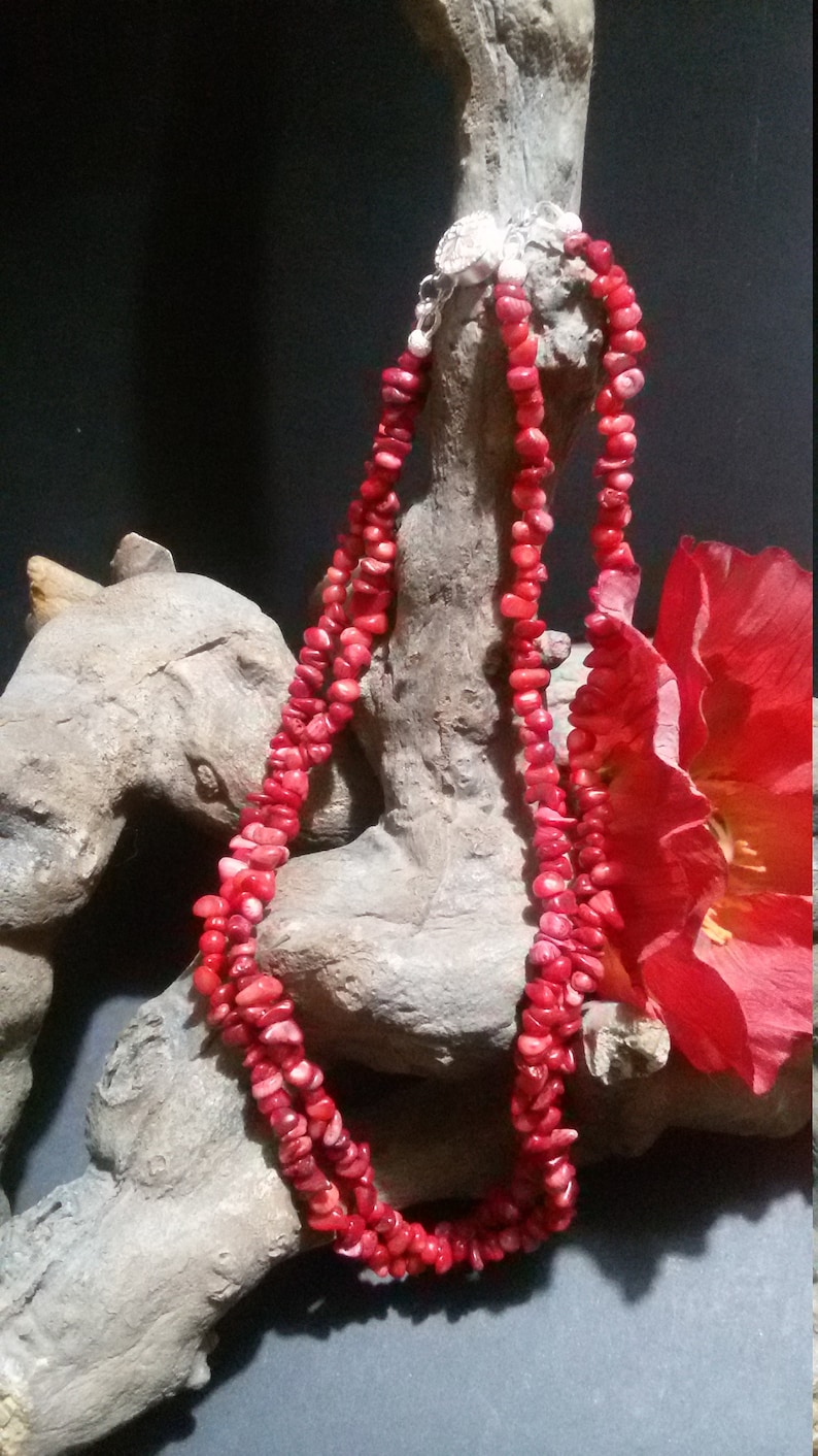 choker necklace,red coral necklace,natural coral necklace,short necklace,red necklace Double-wire chip coral necklace