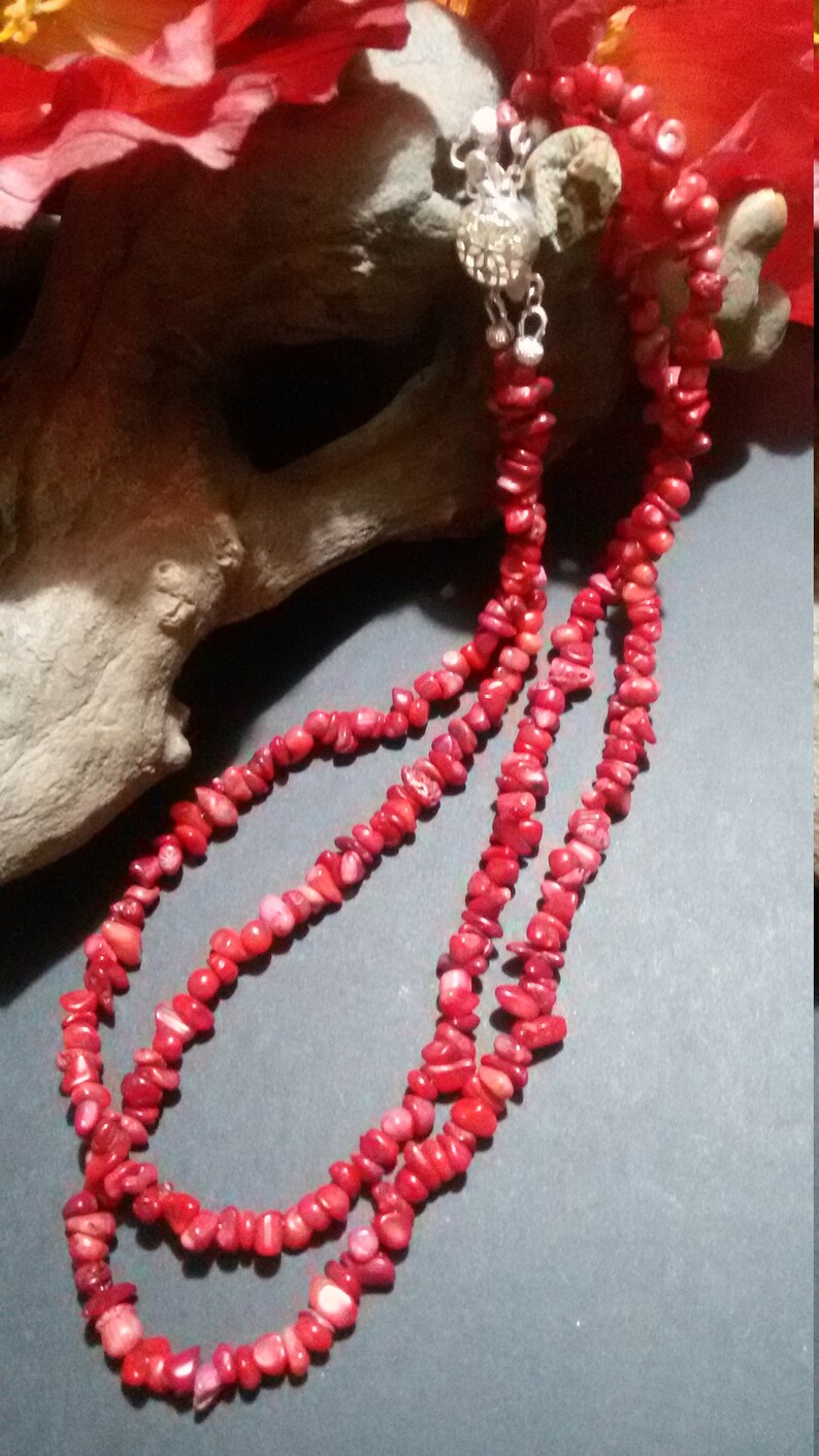 choker necklace,red coral necklace,natural coral necklace,short necklace,red necklace Double-wire chip coral necklace