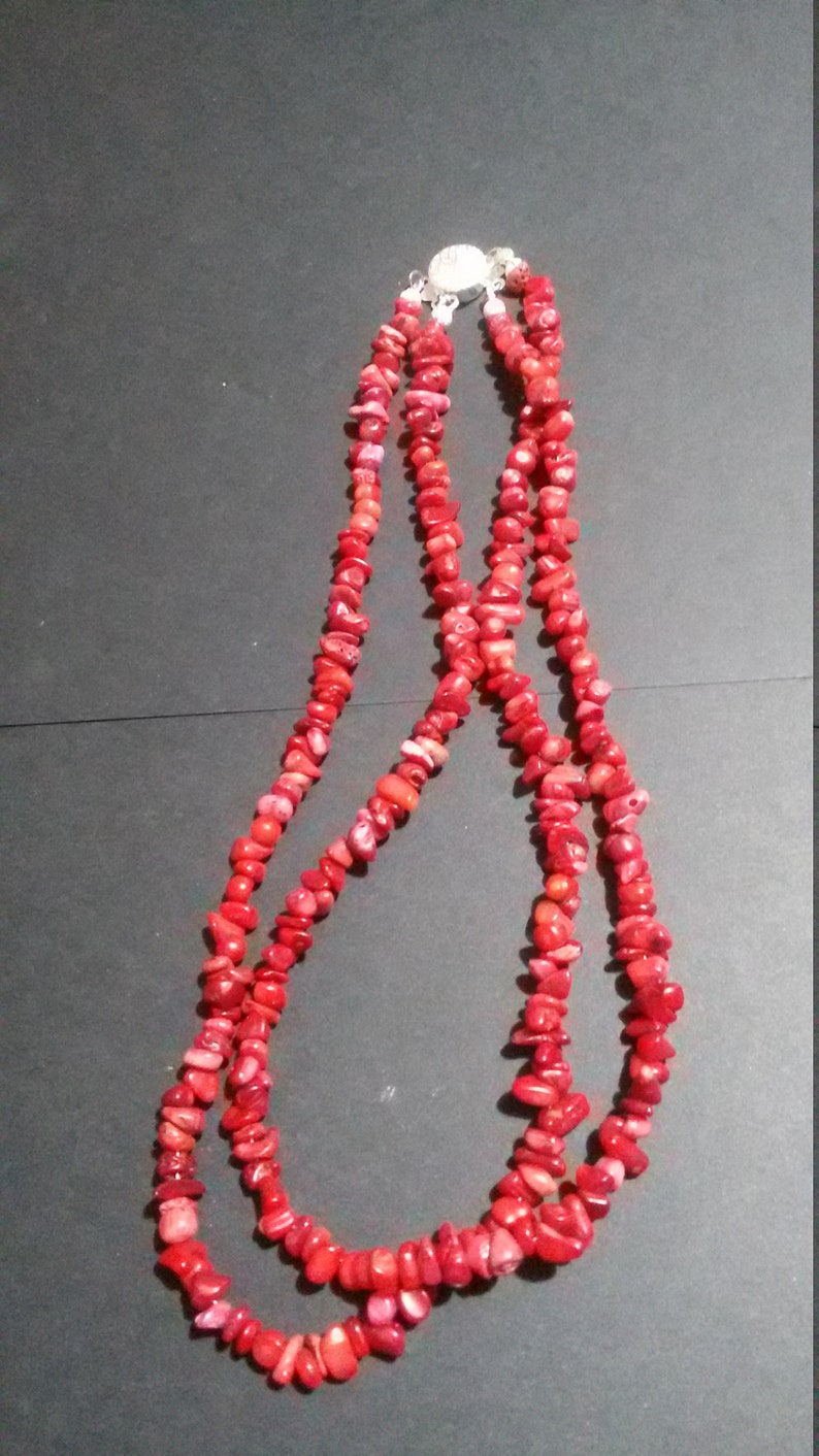 choker necklace,red coral necklace,natural coral necklace,short necklace,red necklace Double-wire chip coral necklace
