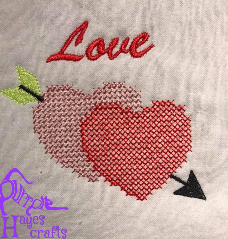 Cross Stitch Two Hearts Machine Embroidery Designs Etsy
