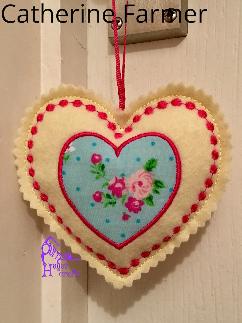 ITH Hanging Heart Machine Embroidery Design - Etsy UK