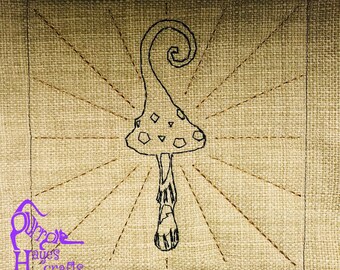 ITH Toadstool quilt block machine embroidery design (5x5, 6x6 & 8x8)