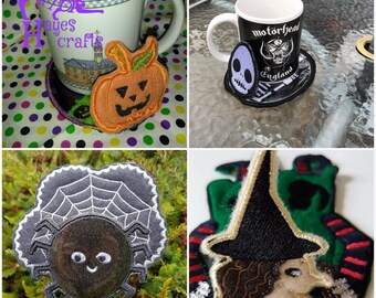 ITH Halloween Set Coaster/Mug Rug machine embroidery design