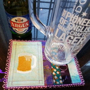 ITH Beer coaster/Mug Rug machine embroidery design