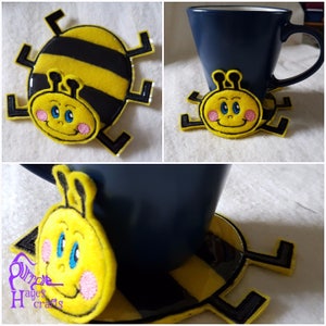 ITH Bumble Bee Coaster/Mug Rug machine embroidery design