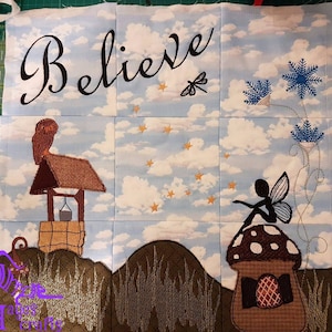 ITH &quot;Believe&quot; tile scene set of three sizes machine embroidery design