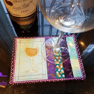 ITH Wine coaster/Mug Rug machine embroidery design