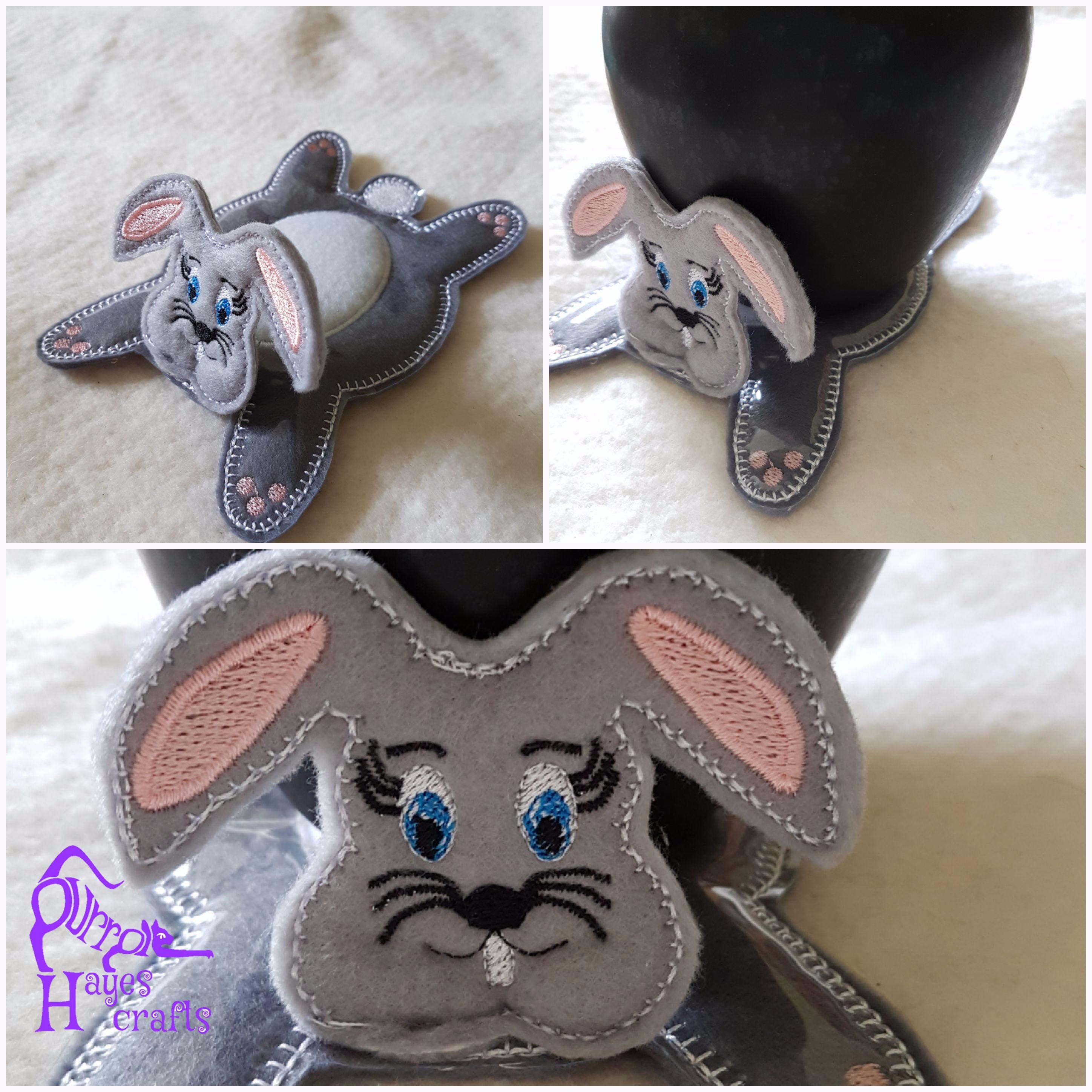 ITH Rabbit Coaster/Mug Rug machine embroidery design | Etsy