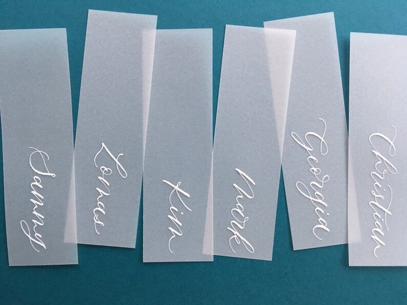 Vellum Wedding Place Cards Calligraphy Place Cards Wedding Etsy