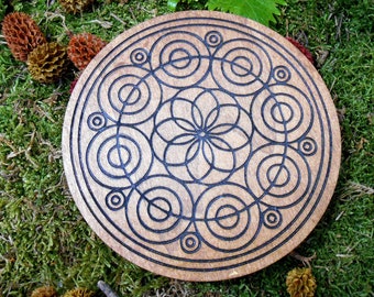 Flower of life, Zen, Buddha, Lotus, cleansing and purification, Well-being Ritual, Flower of life on engraved wood, Esoteric spirituality