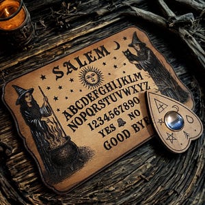 Vintage Ouija Board - Engraved Wooden Ouija Board - Salem Esoteric Decoration, Witch, Magic, Occultism, Wicca, Altar, Witchcraft