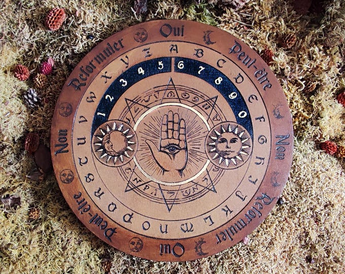 Featured listing image: Divination board for pendulum. Dowsing, Ouija and divination, natural magic, esoteric tool, tool for mediums and clairvoyants.